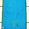 Spuugdoek XL zeeblauw met groen met spuwende draak