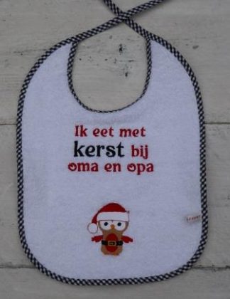 Slab om met kerst bij opa en oma te eten- met uiltje met kerstmuts