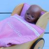 Poppendekbedje tweedelig roze wit ruitje met tekst Welterusten - Afbeelding 3