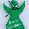 Groene vilten engelen met Merry Christmas of gouden glitter ster - Afbeelding 6