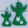 Groene vilten engelen met Merry Christmas of gouden glitter ster - Afbeelding 3