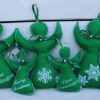 Groene vilten engelen met Merry Christmas of gouden glitter ster - Afbeelding 2