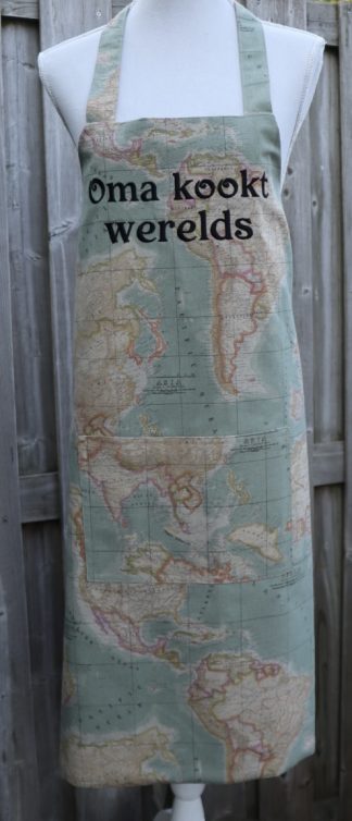 Een wereldschort voor een oma die werelds kookt