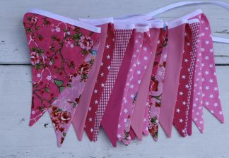 Lange roze- en bloemetjes slinger, van stof