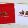 Gastendoekjes rood of wit met hertjes en tekst : Fijne feestdagen