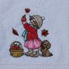 Gastendoekje wit met herfst tafereel van meisje met appels - Afbeelding 2