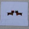 Gastendoekjes wit met teckels met een groen met rode kersttrui of een rood met groene kersttrui