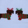 Gastendoekjes wit met teckels met een groen met rode kersttrui of een rood met groene kersttrui - Afbeelding 2