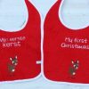 Slab rood voor baby's eerste kerst -met hertje