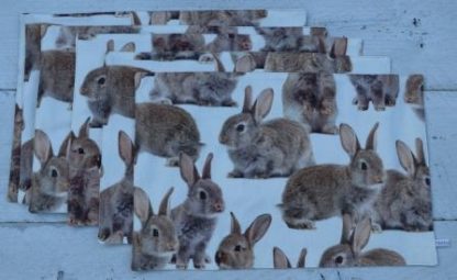 Stoffen placemats met "echte" konijnen