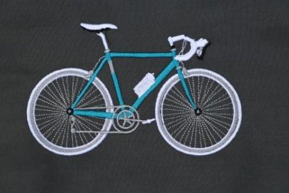 Keukenhandoek en theedoek donkergrijs met turquoise racefiets - Afbeelding 2