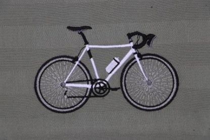 Keukenhanddoek en theedoek grijsgroen met een witte racefiets - Afbeelding 2