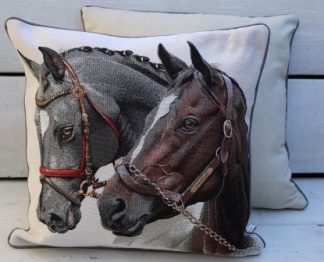 Kussen van stevige Gobelin met twee paarden