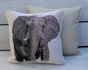 Kussen van stevige Gobelin met een olifant