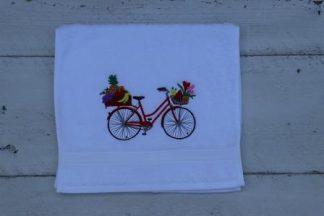 Gastendoekje wit met bloemen fiets