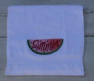 Gastendoekje wit met "Summer" watermeloen