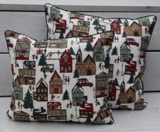 Kussens met een kerstdorpje