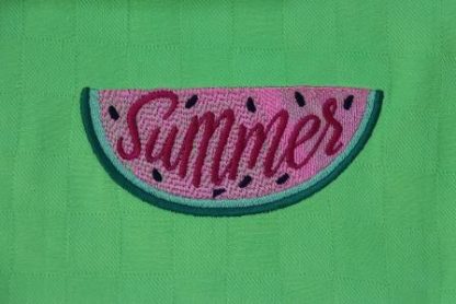 Keukenhanddoek en theedoek grasgroen met een "Summer" watermeloen - Afbeelding 2