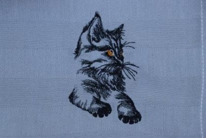 Keukenhanddoek en theedoek lichtgrijs met een zwarte kat - Afbeelding 2
