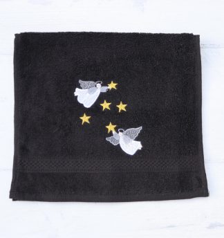 Gastendoekje zwart met engelen en sterren