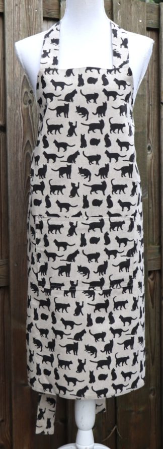 Keukenschort kaki met zwarte katten