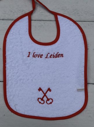 Slab wit met I love Leiden en de Leidse sleutels